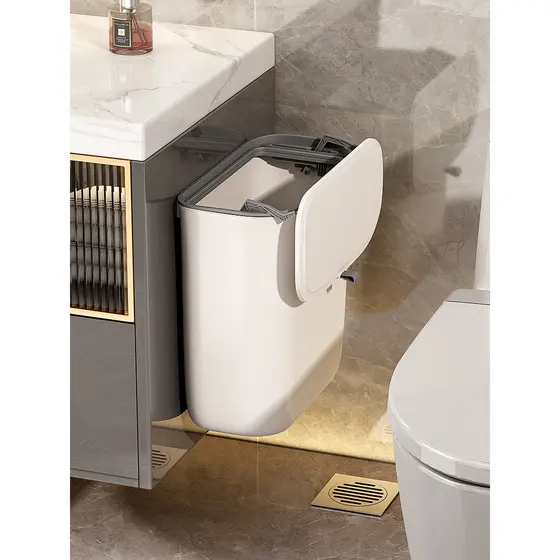 Lixeira de parede para banheiro, com tampa, criativa, tubo de armazenamento de papel higiênico com fenda, pequena cesta