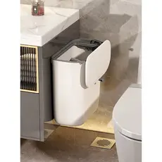 Lixeira de parede para banheiro, com tampa, criativa, tubo de armazenamento de papel higiênico com fenda, pequena cesta