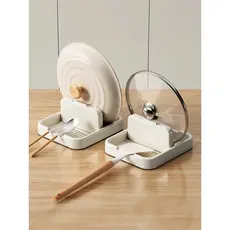 Cozinha pote tampa rack bancada sentado prateleira dobrável colher mexer-frigideira espátula rack de armazenamento ferra