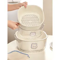 Bacia de lavagem suprimentos de cozinha cesta de drenagem de camada dupla sala de estar mesa de café casa frutas placa c