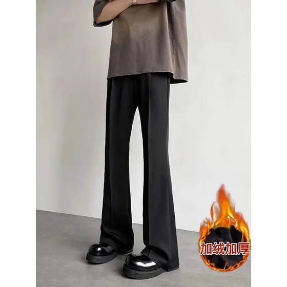 Cleanfit calças de terno Micro-queimadas masculinas outono inverno calças de lã de alta qualidade calças drapeadas