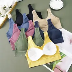 Ombro largo grande U bonito volta esportes colete sem fio sutiã interior Wear de uma peça estilingue tubo superior envol