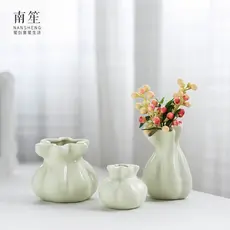 Pequeno pequeno fresco simples hidropônico ornamentos saco de dinheiro cerâmica pequeno vaso flores secas arranjo flor c