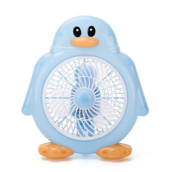 Azul dos desenhos animados pinguim ventilador elétrico mini pequeno ventilador bonito portátil ventilador de mesa domést