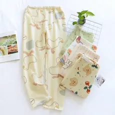 Puro algodão mulheres grávidas calças de pijama calças femininas outono inverno ar algodão acolchoado quente tamanho gra
