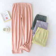 Puro algodão mulheres grávidas calças de pijama de malha algodão primavera outono gravidez frente barriga elevador calça