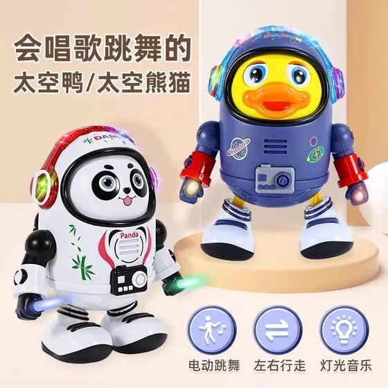 Dança espaço pato negociação explosiva de um clique pode cantar música dinâmica andando balanço Panda patinho brinquedo