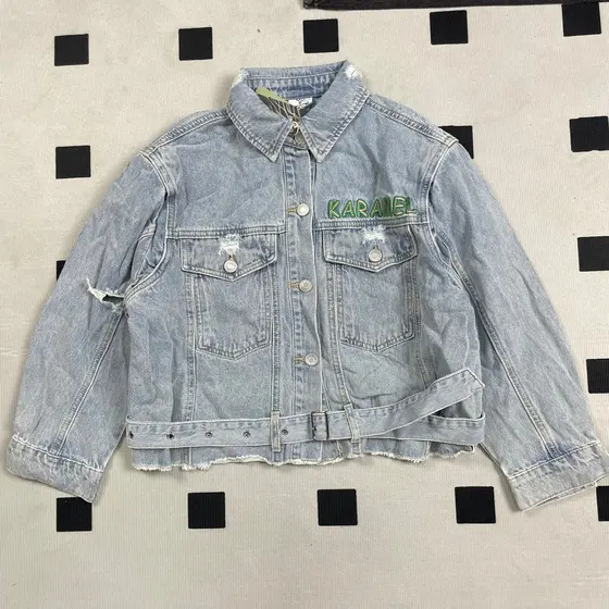 Calami versão coreana indústria pesada rasgado carta bordado Casual jaqueta jeans feminina All-Match jaqueta jeans tiro