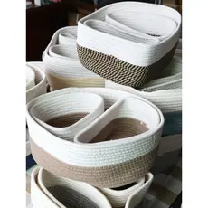 Exportar estrangeiros!Rede Externa 293 Yuan!Cesta de armazenamento de mesa tecida com fio de algodão estilo nórdico Conj