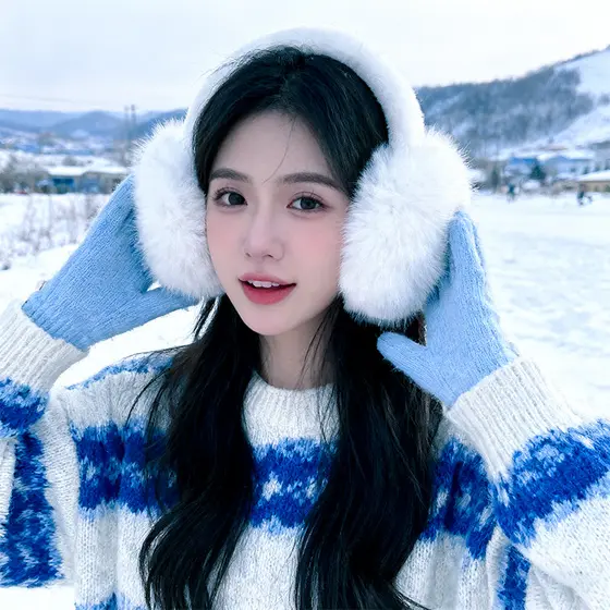 Inverno à prova de frio protetores de orelha de pelúcia feminino bonito branco grande à prova de vento earmuffs estudant
