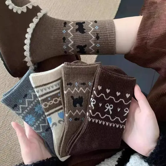 Phil Island Retro Filhote de Cachorro Meias Femininas Outono Inverno Meias Quentes Arco Dos Desenhos Animados Japonês Bo