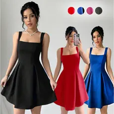 Vestido Decote Baixo Cintura Marcada Vestido curto Casual de Verão para Mulheres Vestido feminino
