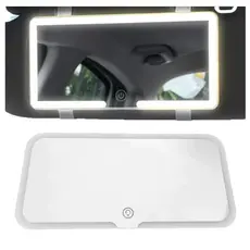 Espelho LED para Quebra-Sol de Carro 60 LEDs 3 Modos de Luz Recarregável Touch Branco Frio Quente