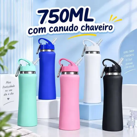 Garrafa Térmica Inox 750ml Esportiva Mantém Água Quente e Fria
