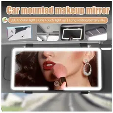 Espelho LED para Quebra-Sol de Carro 60 LEDs 3 Modos de Luz Recarregável Touch Branco Frio Quente