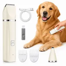 Cortador Elétrico 4 em 1 para Animais de Estimação, Máquina para Cachorro e Gato, Corta Pelo e Unhas, Recarregável via U