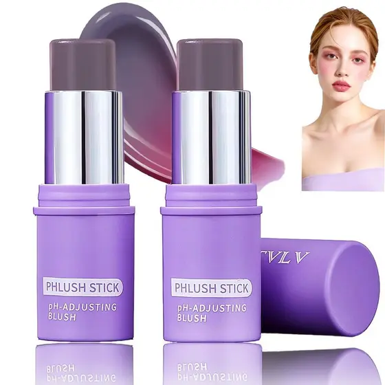 Dulele2PCS Cream blush stick pH Activation type，Multifunctional Blush Stick，Moisturizing tinted cream blush stick，Suitab