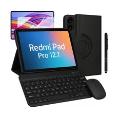 Kit Completo Capa Giratória + Teclado + Mouse + Película + Caneta Para Xiaomi Redmi Pad Pro 12.1