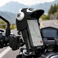 Suporte de Celular para Moto e Bike Guidão com Mini Capacete Proteção Sol e Chuva Rotação 360° Universal