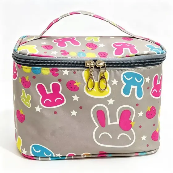 Bolsa de Maquiagem Estampada com Alça, Grande Capacidade para Cosméticos