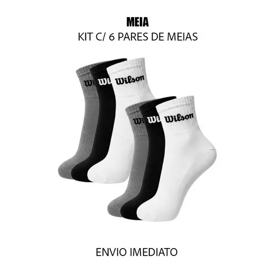 Kit 6 meias cano curto canelada marca Wilson originais