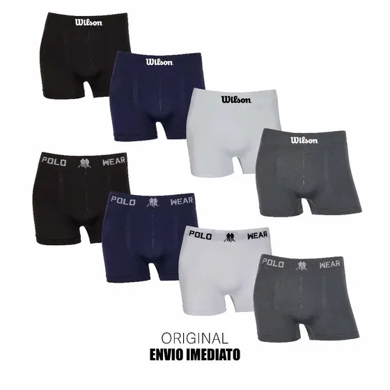 Kit 4 ou 8 Cuecas Sem Costura Originais marca Wilson e Polo Wear Microfibra
