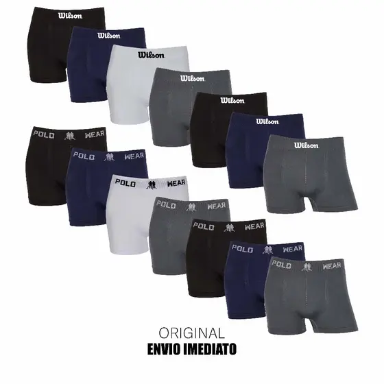 Kit 7 ou 14 Cuecas Sem Costura Originais marca Wilson e Polo Wear Microfibra