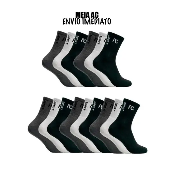 Kit 6 ou 15 Meias Cano Longo AC Caneladas Originais