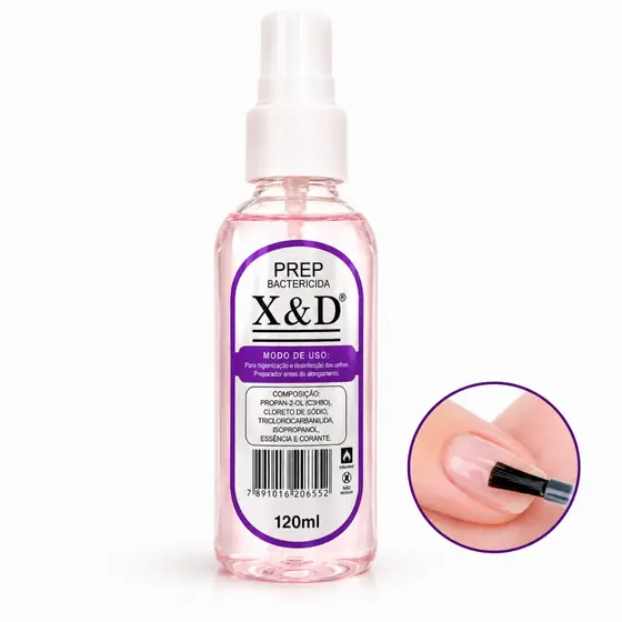 Prep Bactericida X&D 120ml Preparador Higienizador Para Unhas Gel Fibra Acrigel