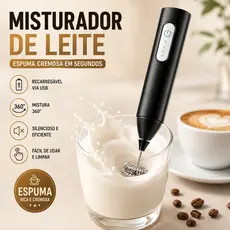 Mini Mixer Elétrico Portátil – Misturador de Bebidas e Ovos com Bateria Modelo 008
