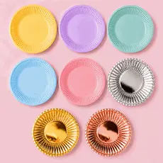 Kit 10/20/30/40 Pratos De Papel Tons Pasteis e Metalizados Descartável Festa 18cm Festa Aniversário Infantil Colorido