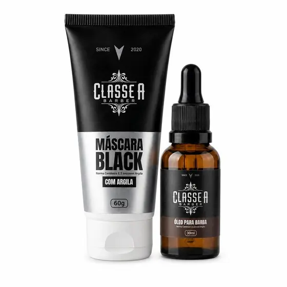 Kit Óleo para Barba + Máscara Black Classe A Barber Hidratação da Barba Pele Lisa e Macia