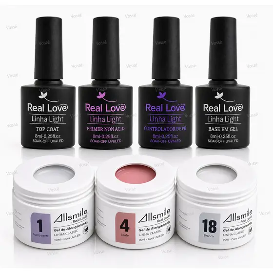 Kit Real Love Linha Light UV LED Completo Alta Fixação Brilho Intenso e Profissional