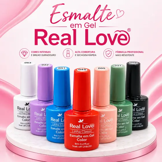 Esmalte em Gel Linha Color 8ml Real Love Uv Led