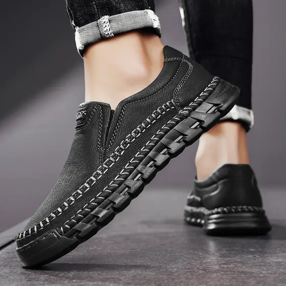 Tamanho grande mocassins casuais masculinos deslizamento-em ervilhas sapatos respirável confortável All-Match Commuter p