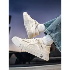 Homens novo estilo versão coreana respirável sapatos de lona masculino rendas baixo-topo tênis casuais todos os dias All