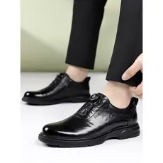 Sapatos de couro formais casuais de negócios masculinos respiráveis sem renda fivela rotativa sapatos preguiçosos trabal