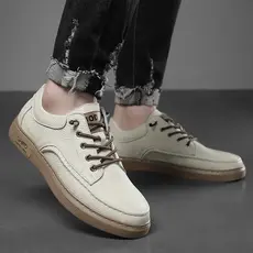 Novo estilo de couro genuíno sapatos masculinos casuais sapatos de couro respirável All-Match dedo do pé redondo camada