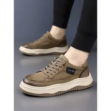 Sapatos casuais masculinos novo estilo leve de sola grossa All-Match sapatos da moda respirável confortável couro genuín