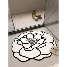 Tapete de chão para banheiro doméstico, antiderrapante, absorvente, preto e branco, estilo creme, imitação de lama de di