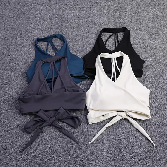Sutiã de Yoga com alça cruzada, sutiã feminino com almofada no peito, esportes, costas bonitas, lazer, corrida, ferro, c