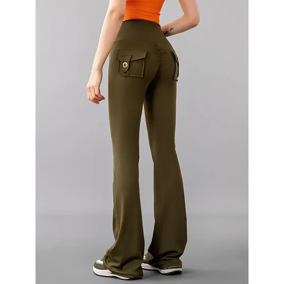 Bolso geral pêssego nádegas calças de Yoga feminino queimado europeu americano cintura alta estiramento bunda-Lifting es