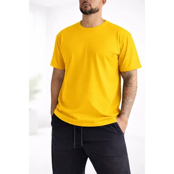 Camisa Camiseta Amarela Basica Lisa 100% Algodão Fio 30.1 Confortavel Varias Cores