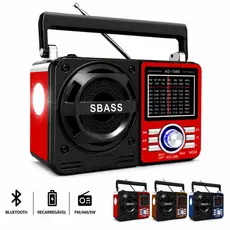 Rádio Caixa de Som Bluetooth Recarregável Lanterna Retro Portátil FM AM USB SD Pilha Radio Speaker Portable Flashlight