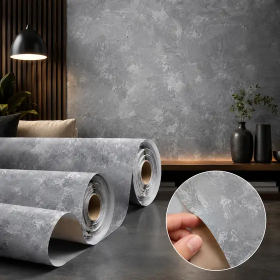 Papel de Parede Sala Cimento Queimado Adesivo Lavável Papel Adesivo Autocolante 6 Metros