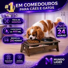 Comedouro Suspenso Gato Cachorro 1 Tigela | 2 Tigelas MDF Elevado