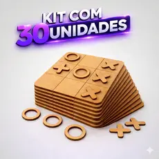 Kit 30 Jogo da Velha MDF Tabuleiro 10cm Lembrancinha Festa Infantil Brinde Escolar Educativo
