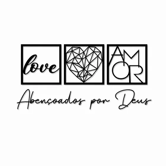 Kit Quadros Decorativos MDF Com Frase Abençoados por Deus Para Sala e Quarto