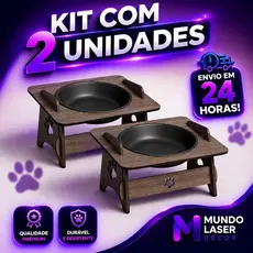 Comedouro Suspenso Pet MDF 1 Tigela Gato Cachorro Suporte Resistente Altura Ideal