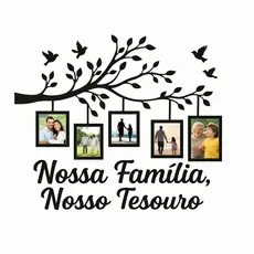 Quadro Decorativo em MDF 10x15– Árvore com Molduras para Fotos de Família
